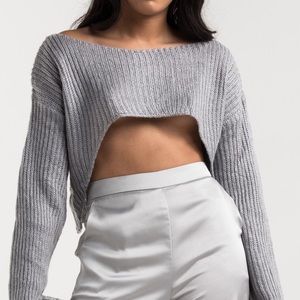 AKIRA Grey Cropped Sweater